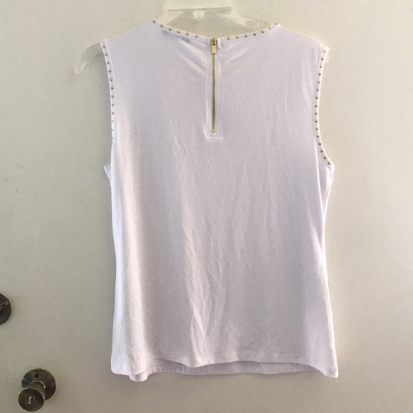 Calvin Klein sleeveless white blouse gold rivets M - Picture 4 of 4